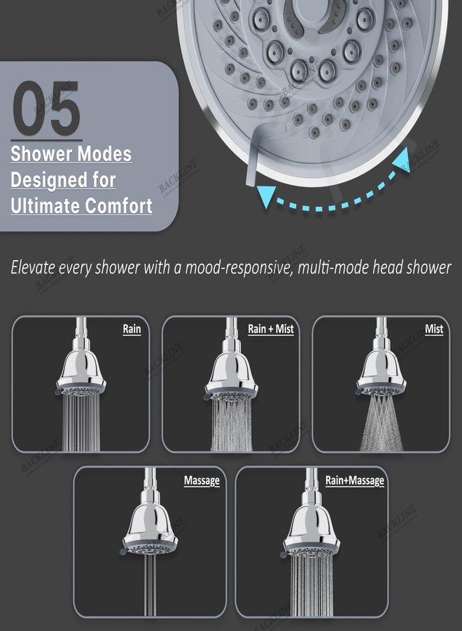 B BACKLINE رأس دش علوي متعدد الوظائف من B Backline ABS، بدون ذراع، مقاس 4 بوصات (طلاء كروم) - Image 2